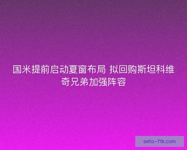 国米提前启动夏窗布局 拟回购斯坦科维奇兄弟加强阵容 国米提前启动夏窗布局 拟回购斯坦科维奇兄弟加强阵容